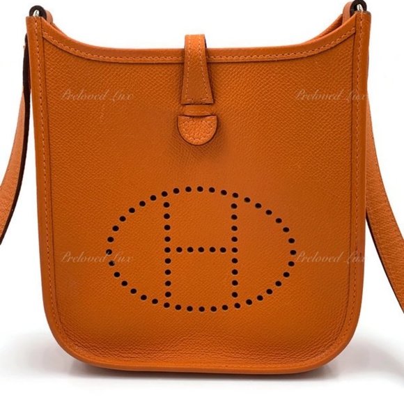 Authentic HERMES Orange Epsom Mini Evelyne TPM Crossbody Bag - Picture 4 of 16